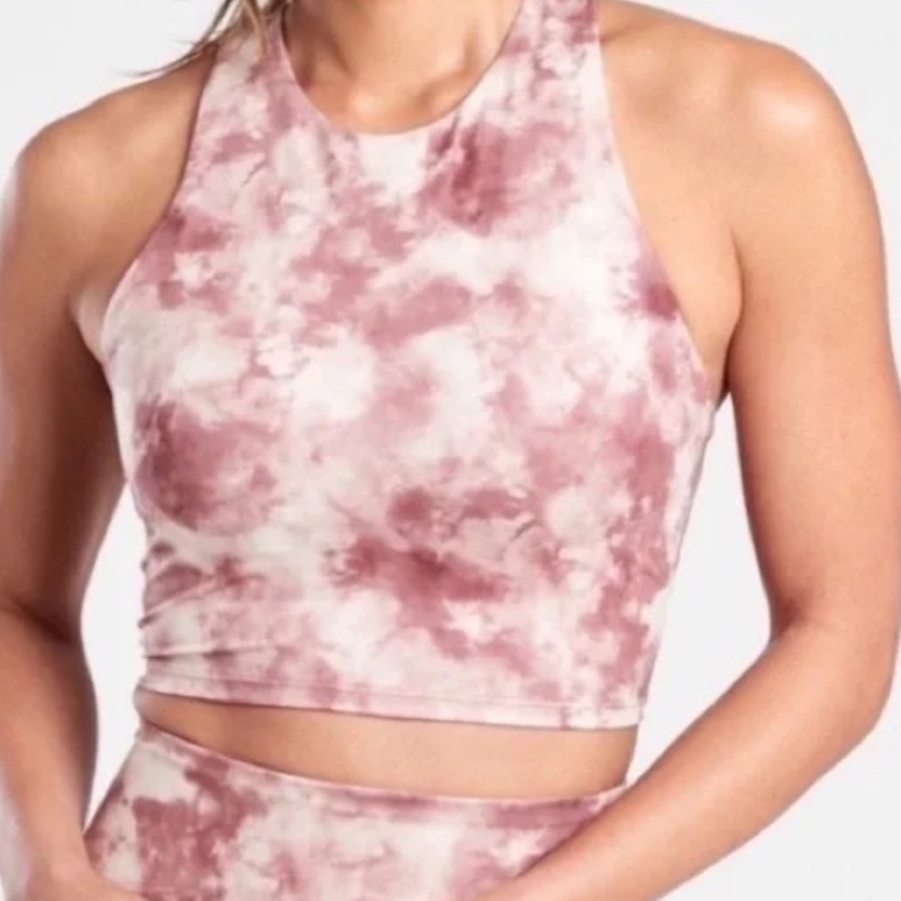 ATHLETA CONSCIOUS CROP pink tie dye